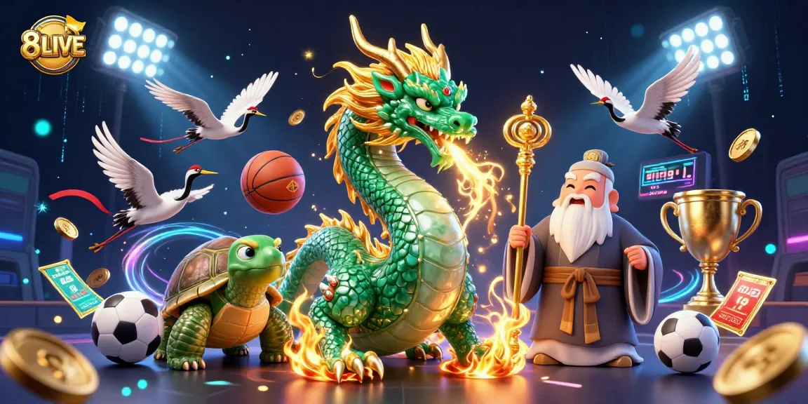 Engage with dynamic 8LIVE betting action featuring an emerald jade dragon in a vibrant casino scene.