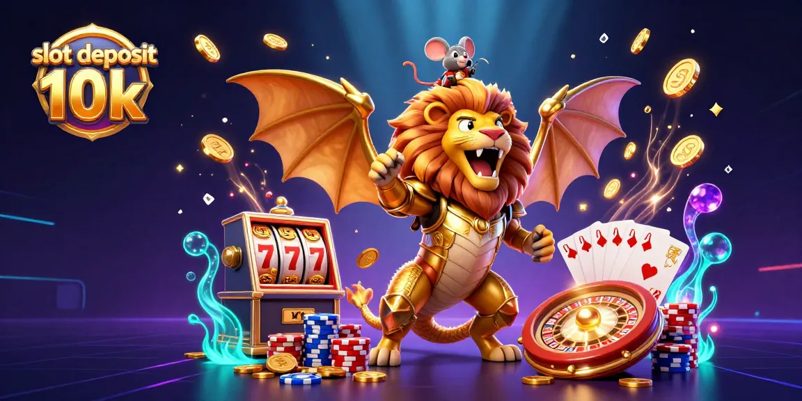 Engage with exciting gameplay at slot deposit 10k, featuring thrilling reels, bright coins, and vibrant gambling elements.