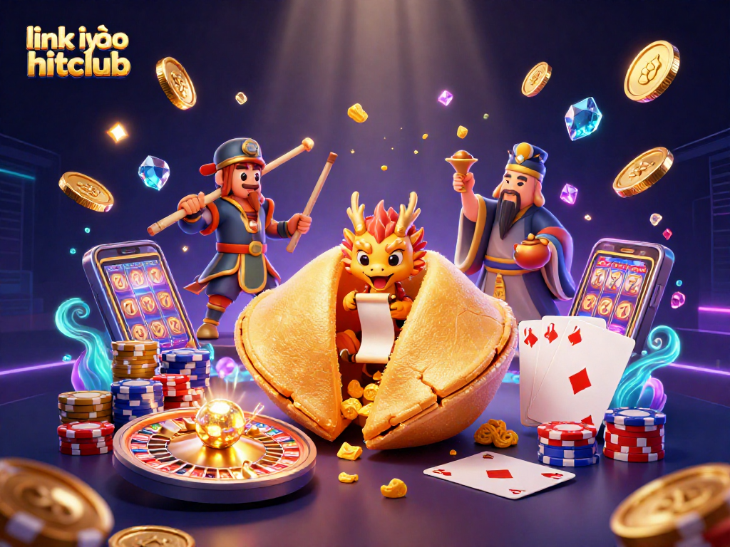 Experience winning strategies at link vào hitclub with a vibrant 3D casino scene filled with fortune and excitement.