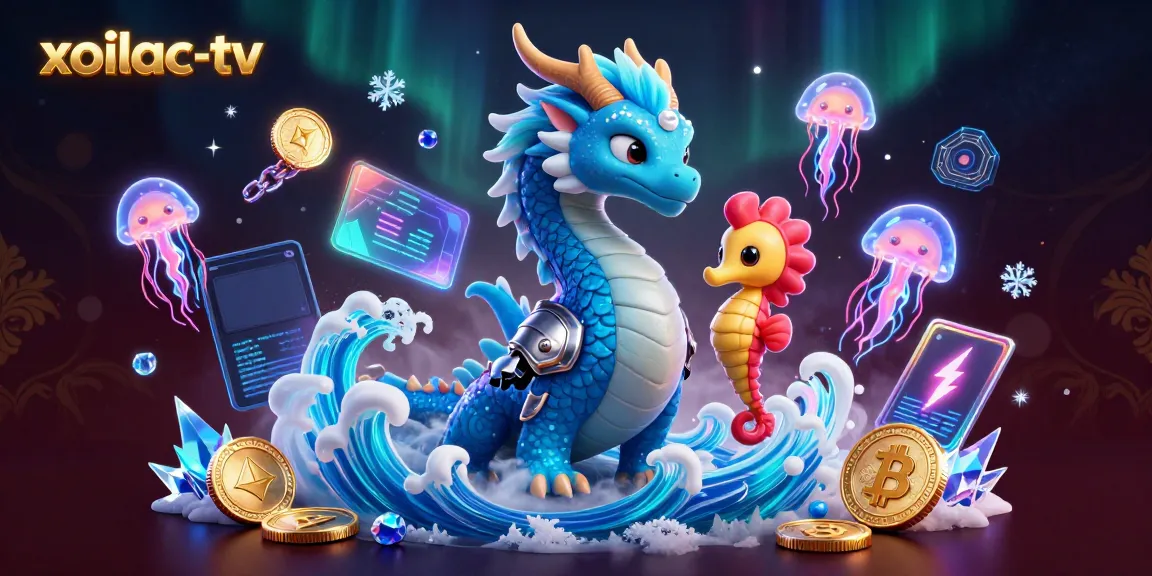 Engage with the thrilling atmosphere of xoilac-tv as a dragon and seahorse knight celebrate crypto bets in a vibrant casino!