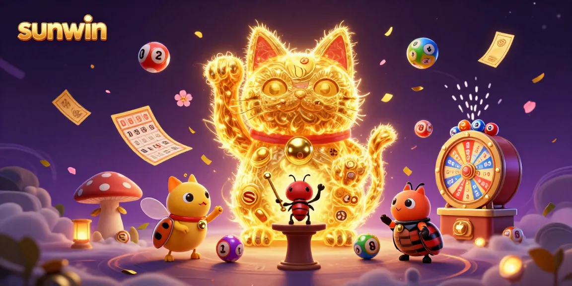 Experience thrilling gameplay with sunwin, where golden fireflies form a lucky cat among dynamic lottery elements.