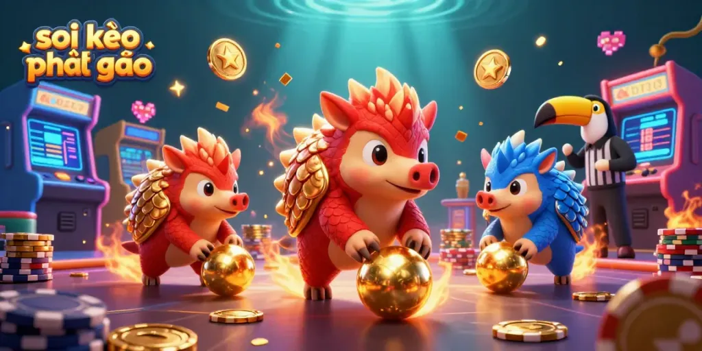 Engage in soi kèo phạt góc with dynamic characters and vibrant casino-themed illustration.