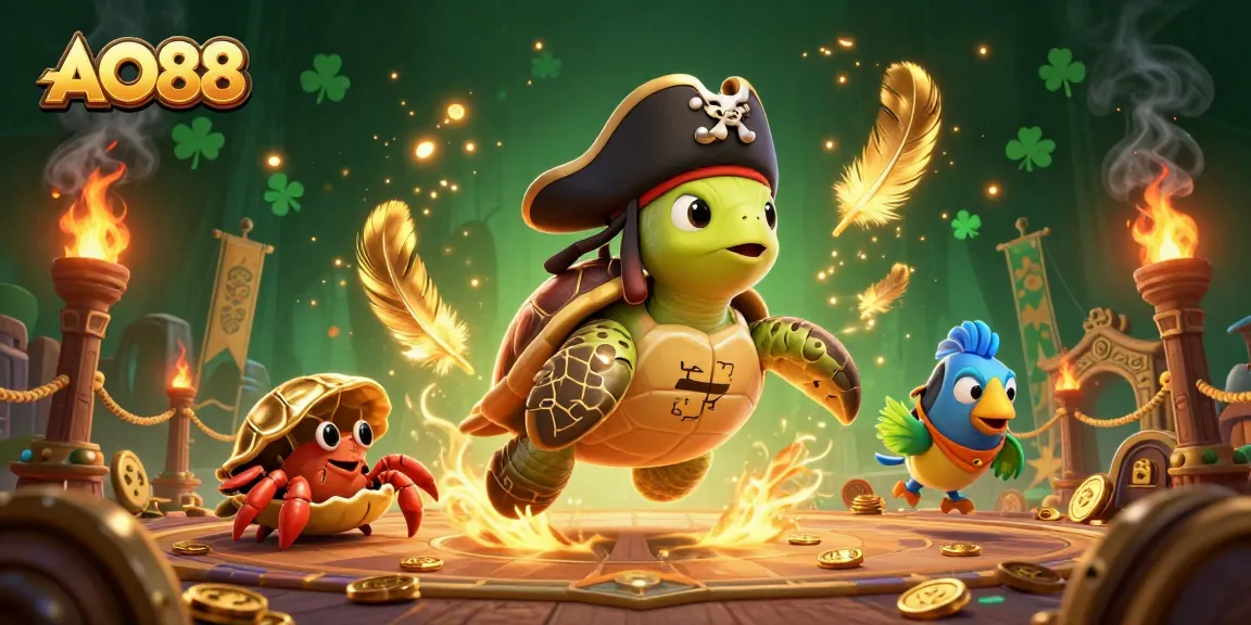 Engage in the thrilling treasure hunt with AO88's vibrant casino gaming characters in a dynamic underwater scene.