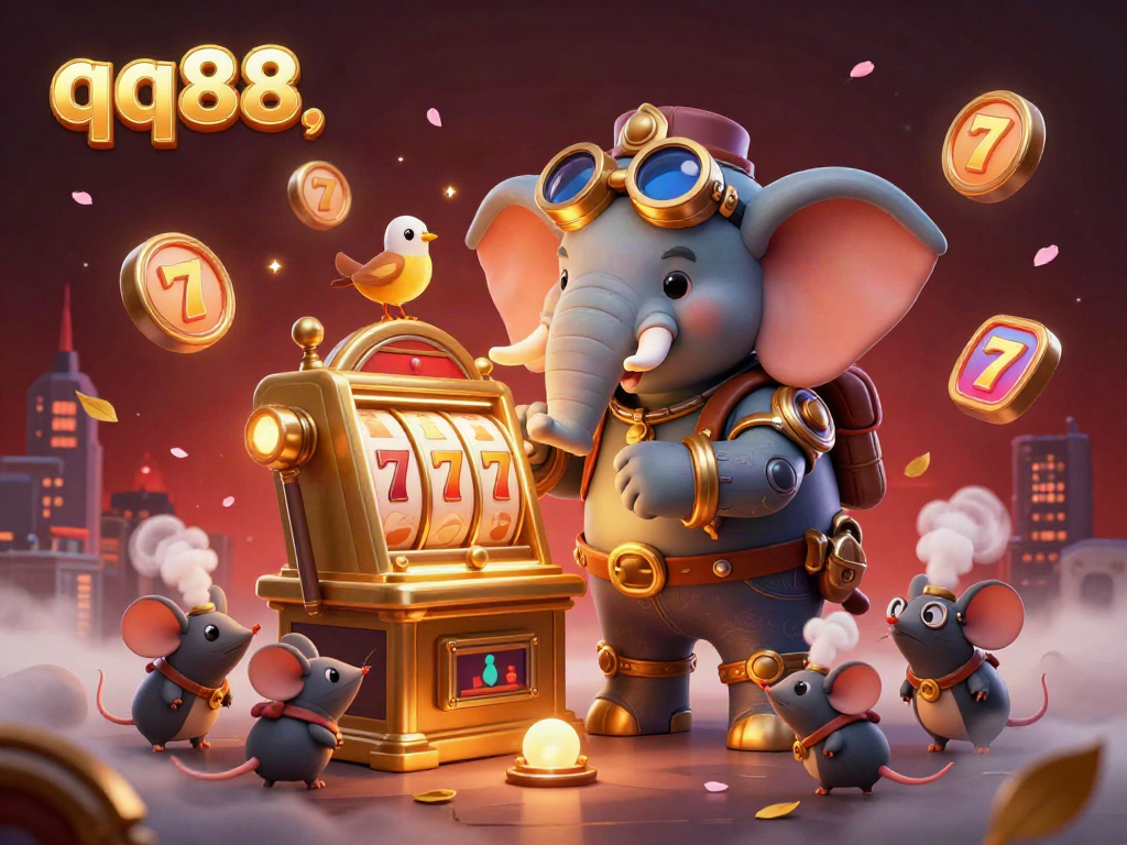 Spin the lucky slots with QQ88's engaging steampunk characters in a vibrant casino scene.