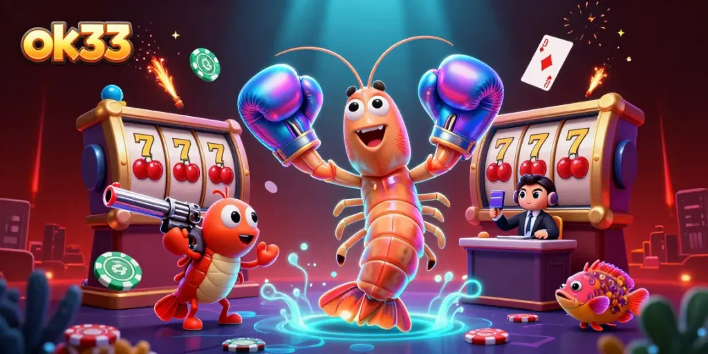 Engage with ok33's immersive casino experience featuring vibrant characters and games.