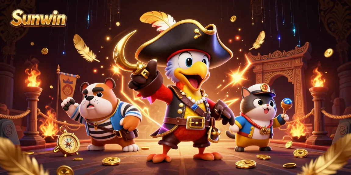Engage with thrilling Sunwin casino activities featuring vibrant characters and action-packed elements.