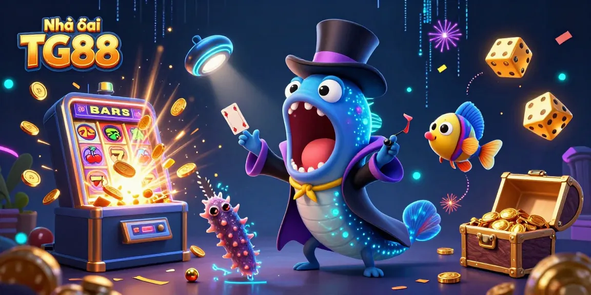 Experience thrilling gameplay with Nhà cái TG88's vibrant casino scene featuring dynamic characters and game elements.