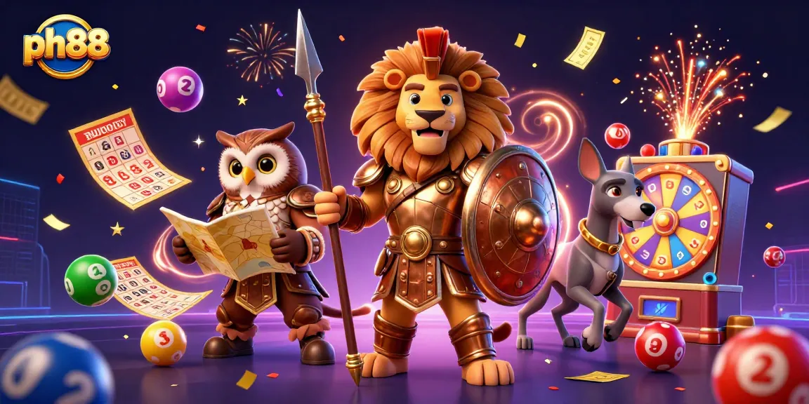 Experience the thrilling excitement of ph88 with a vibrant casino-themed 3D illustration showcasing lively lottery and betting elements.