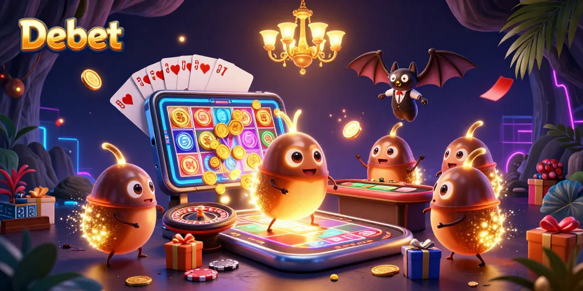Engage in thrilling gaming at Debet's illuminated cave casino with vibrant glowworms.