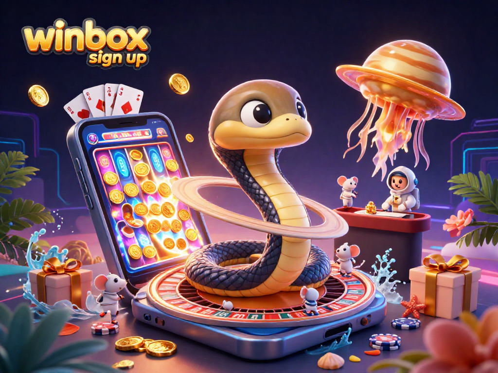 Winning big at winbox sign up with vibrant 3D gaming characters and elements