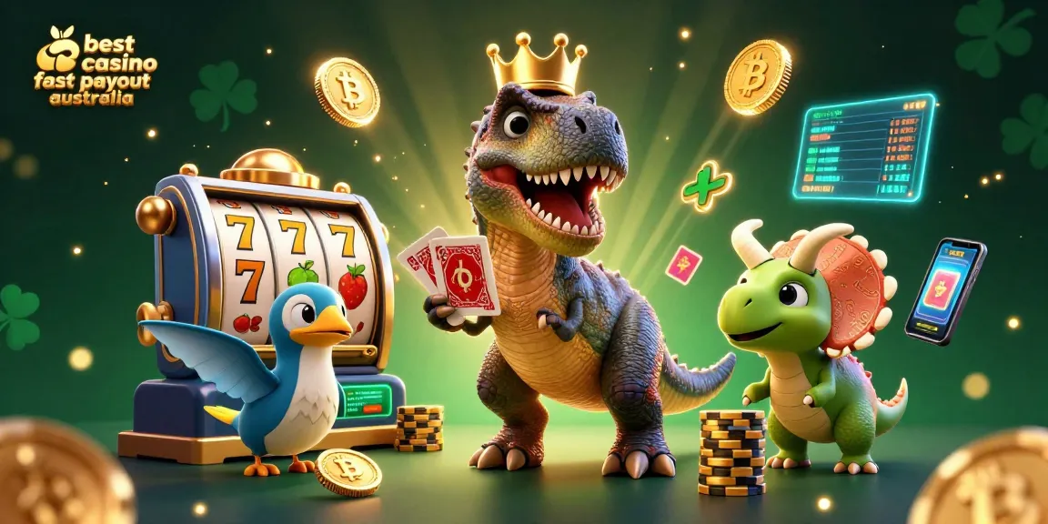 Join the fun at the best online casino fast payout Australia with captivating T-Rex card shuffling.