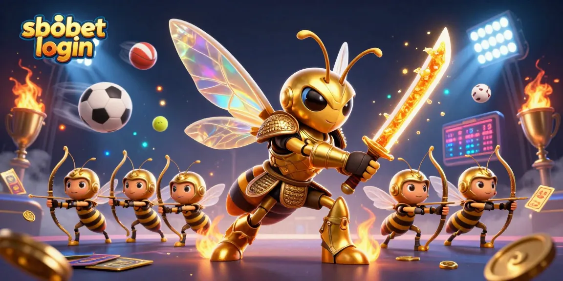 Experience the excitement of sbobet login in this dynamic wagering scene featuring sports balls and engaging characters.