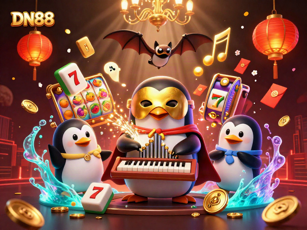 Experience the excitement of DN88 with a vibrant 3D casino scene featuring gold coins and lively game elements.