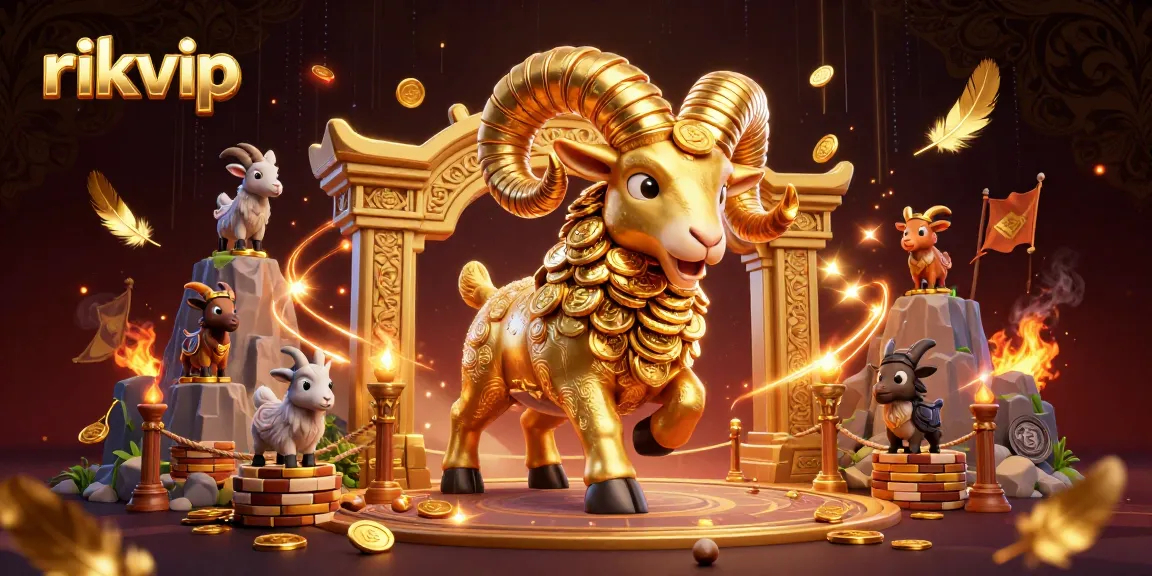 Experience thrilling gaming at rikvip with dynamic 3D characters and festive gambling elements.