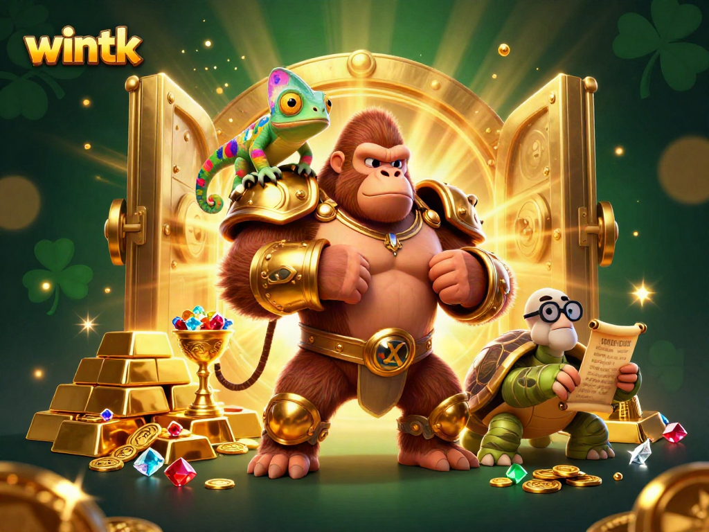 Engage in fun gambling strategies with Wintk, featuring a powerful gorilla king and wise tortoise.