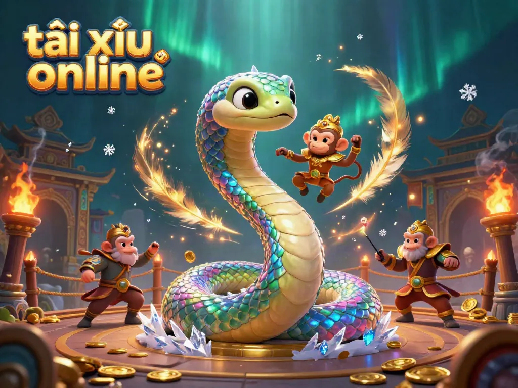 Engage with the vibrant world of tài xỉu online through a lively 3D illustration featuring magical characters and casino elements.