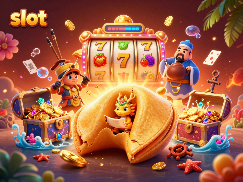 Engage with exciting slot adventures featuring vibrant fortune cookie characters and rich casino elements.