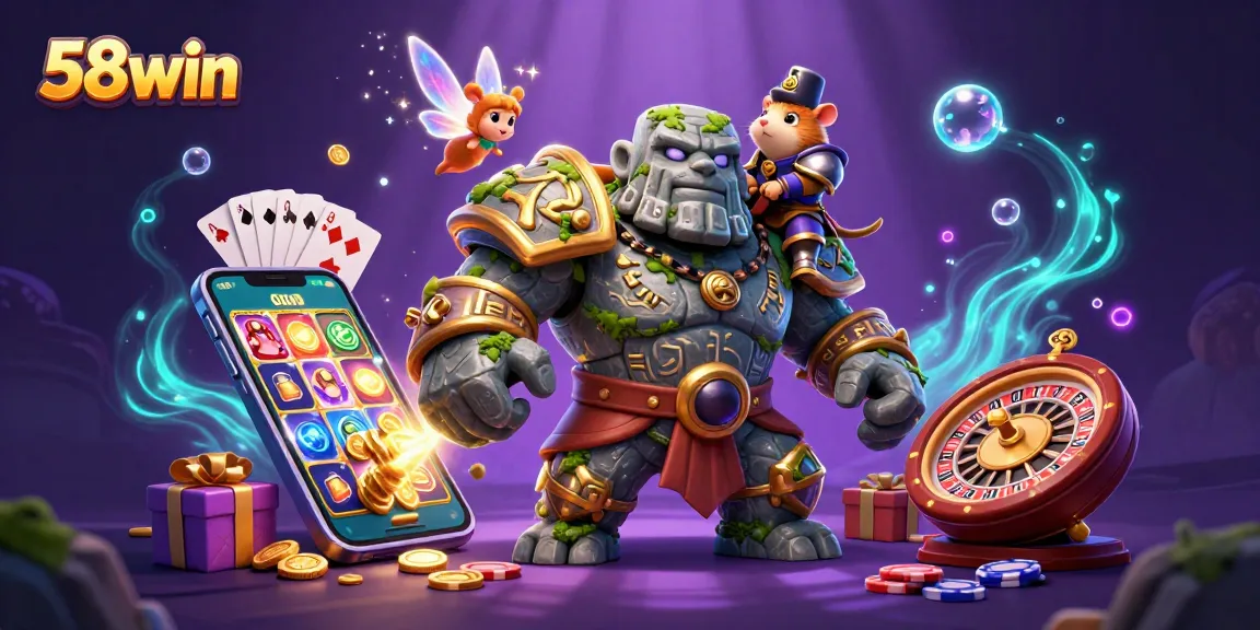 Experience the thrill of 58win with an energetic casino scene filled with magic and games.
