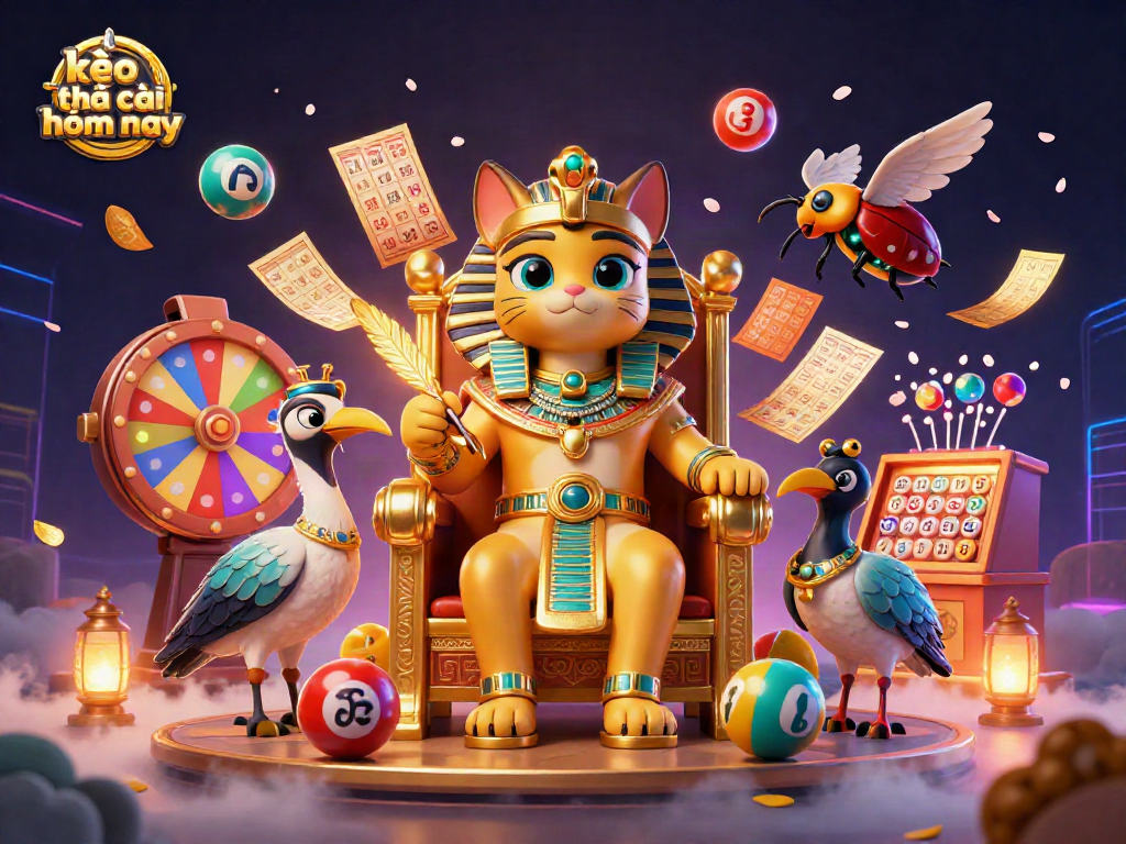 Bet on kèo nhà cái hôm nay with dynamic lottery elements and engaging characters in a vibrant casino scene.