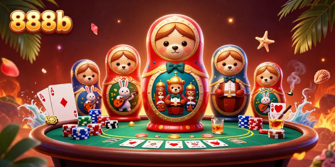 Engage in vibrant casino excitement with 888b in a lively 3D illustration featuring playful elements.