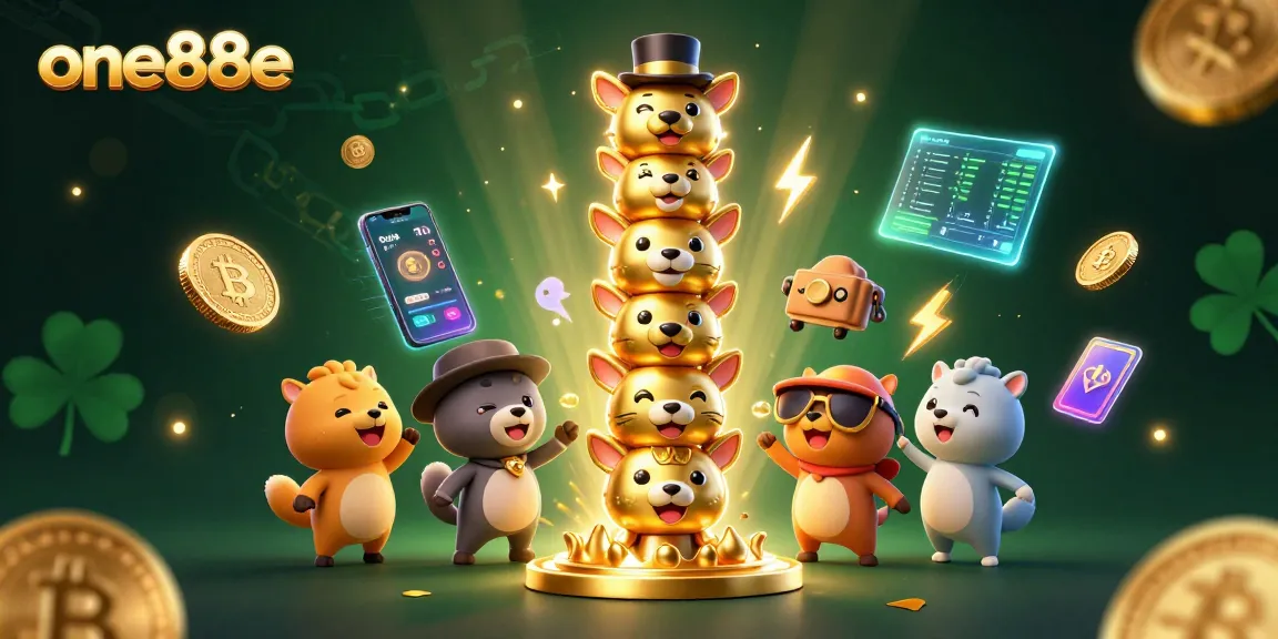 Experience one88e with thrilling casino excitement and glowing crypto elements in a vibrant scene.