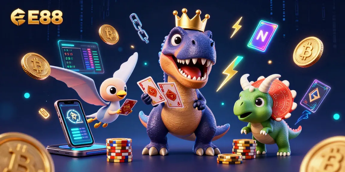 EE88 enhances gaming excitement with a vibrant illustration of a T-Rex and friends in action.