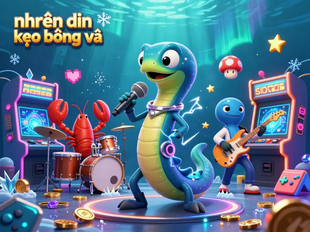 Engage in nhận định kèo bóng đá with a vibrant underwater casino scene featuring an electric eel DJ.