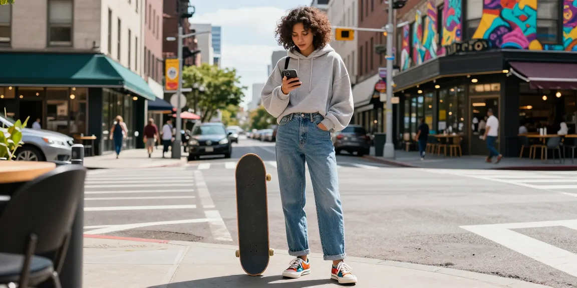 Stylish individual at a vibrant city intersection showcasing rokok88 streetwear in 2026.