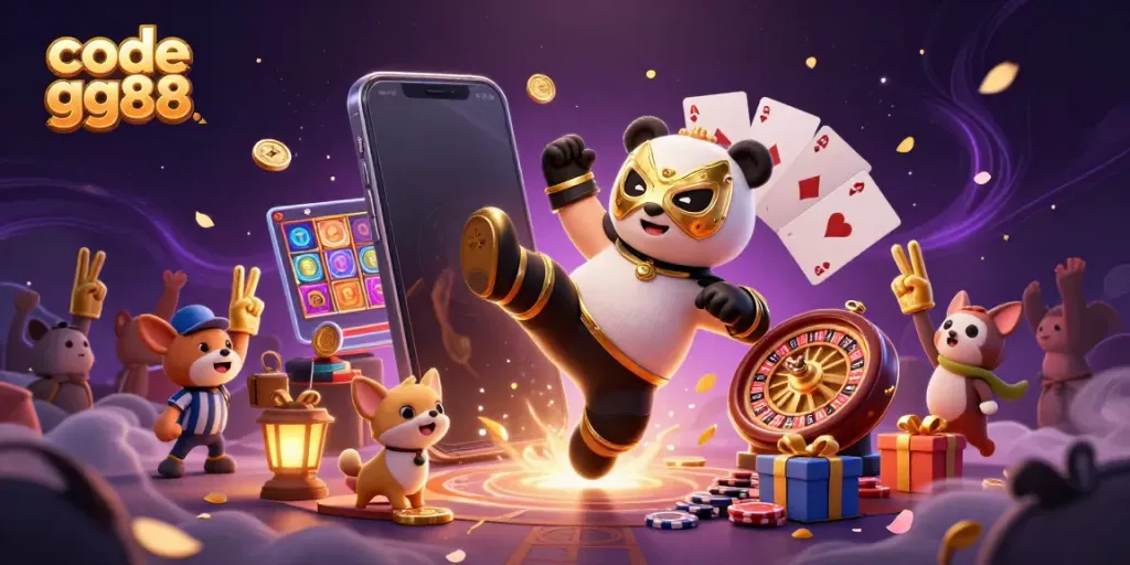 Engage with exciting offers at code gg88 while enjoying an action-packed casino illustration.