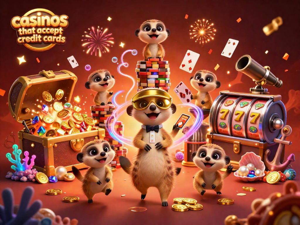 Play at exciting casinos that accept credit cards with engaging meerkat characters and vibrant game elements.