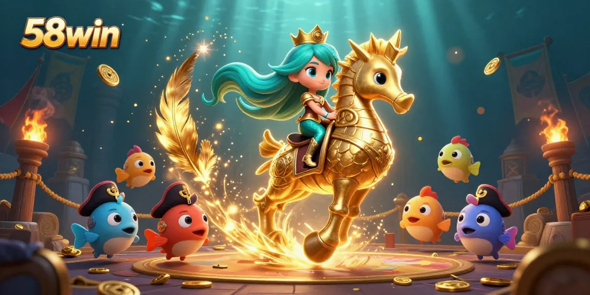 Experience the thrill of 58win with a vibrant underwater casino adventure featuring animated characters and dynamic gambling elements.