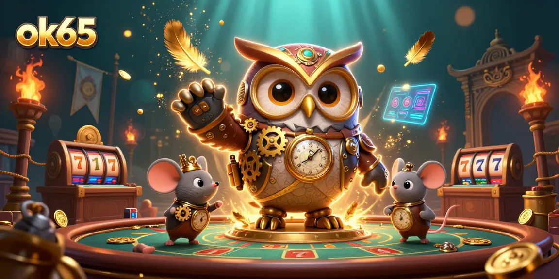 Engage in thrilling casino adventures with the vibrant ok65 character ensemble amidst poker and slot games.