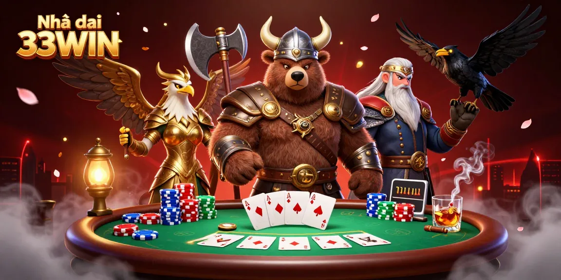 Experience thrilling gameplay at Nhà cái 33WIN with vibrant poker elements and engaging characters.