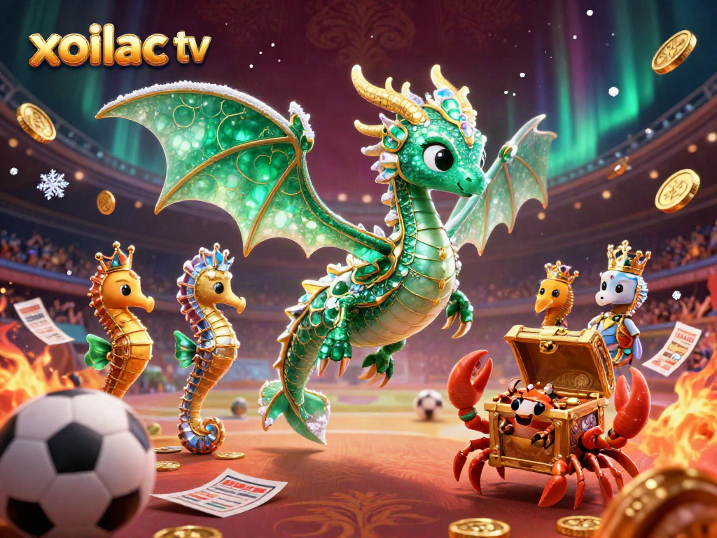 Xoilac TV captures thrilling live sports action with vibrant animations and dynamic elements.
