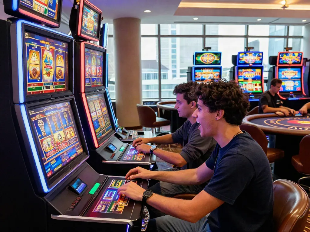 Exciting casino scene featuring credit card slots with players enjoying diverse games in a vibrant atmosphere.