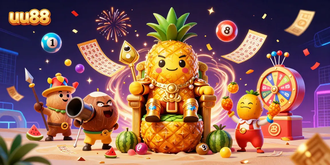 uu88 players enjoy a vibrant casino scene with colorful lottery elements and festive decorations.