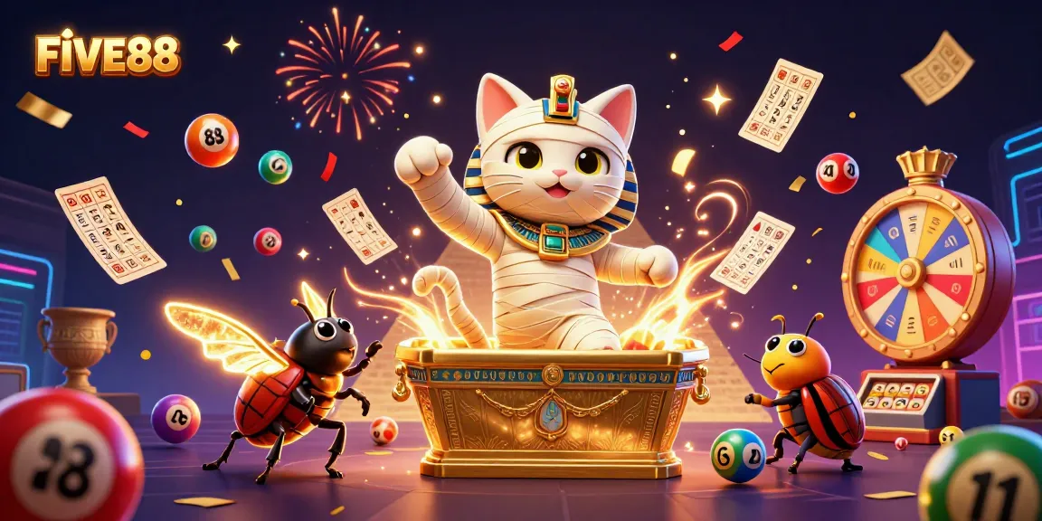 Experience the thrill of FIVE88 Casino with vibrant games and festive elements bursting to life!