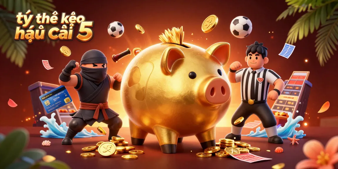Engage in exciting betting with tỷ lệ kèo nhà cái 5 in a dynamic sports betting scene featuring action-packed characters and elements.