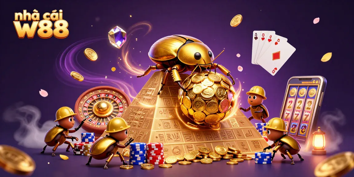Experience excitement at nhà cái w88 with golden coins and vibrant casino action in a dynamic 3D scene.