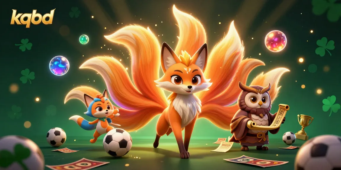 KQBD reveals sports results with a vibrant scene featuring animated characters and dynamic gambling elements.