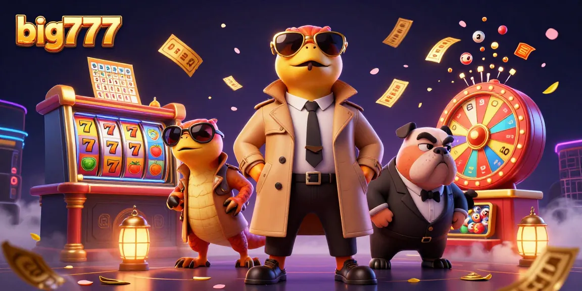 Experience thrilling wins at big777 with cartoon raptors in a trench coat entering a VIP casino lounge.