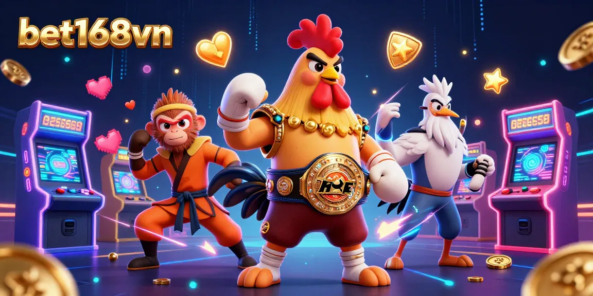 Experience betting excitement at bet168vn with colorful characters and vibrant casino game elements.