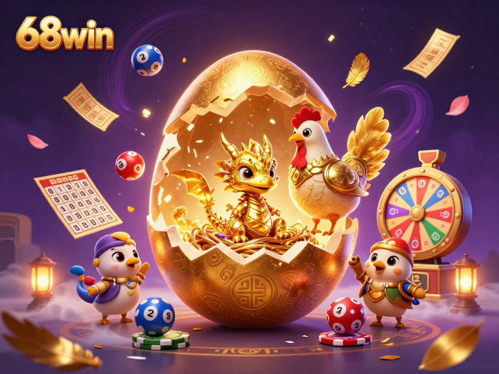 Experience thrilling wins at 68win with a golden dragon and poker chips in this exciting casino scene.