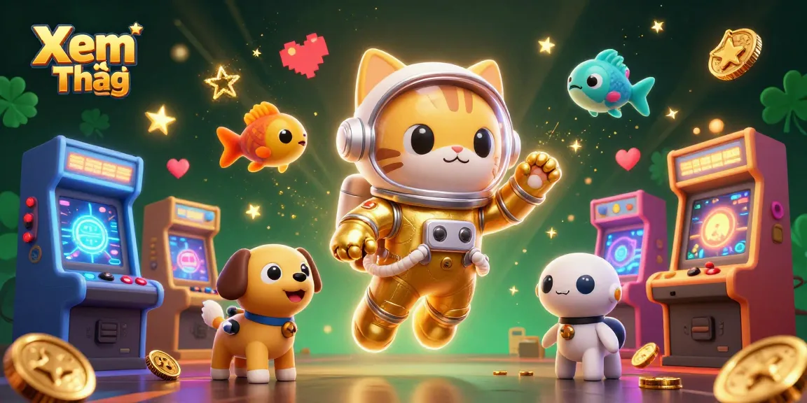 Xem Thêm slot games and rewards amidst vibrant characters and golden graphics in a 3D casino setting.