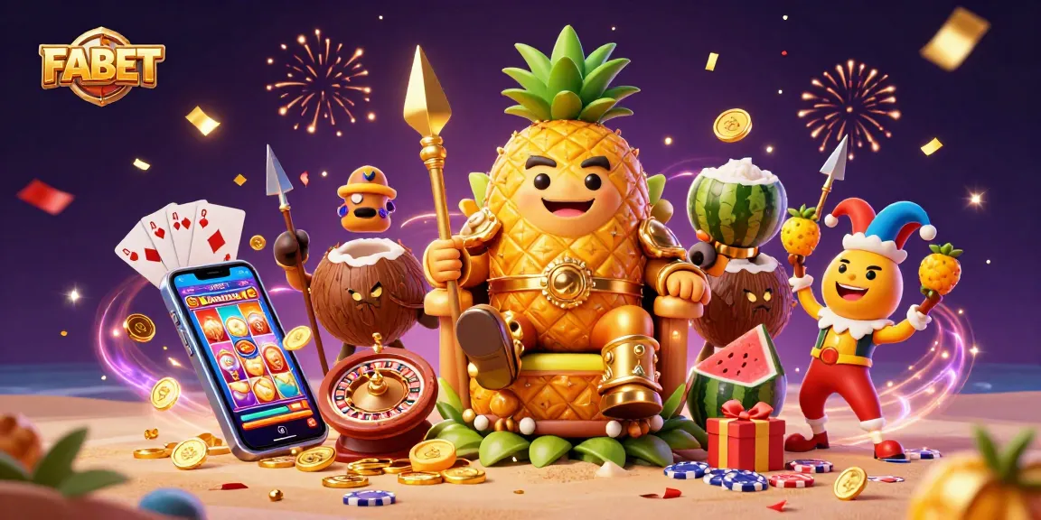 Join the golden pineapple king at FABET for thrilling casino action with colorful slots and celebrations!
